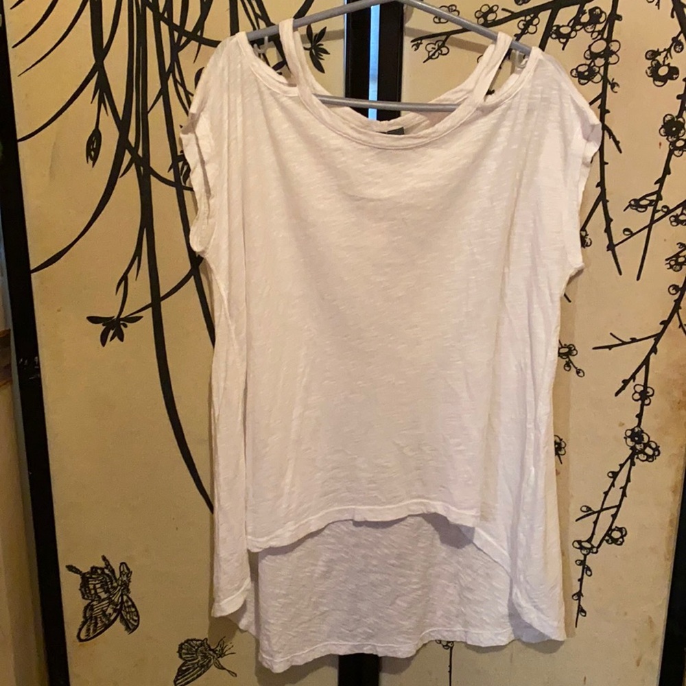 Left Of Center by Anthropology Women’s White Cold Shoulders Tank Top Tunic